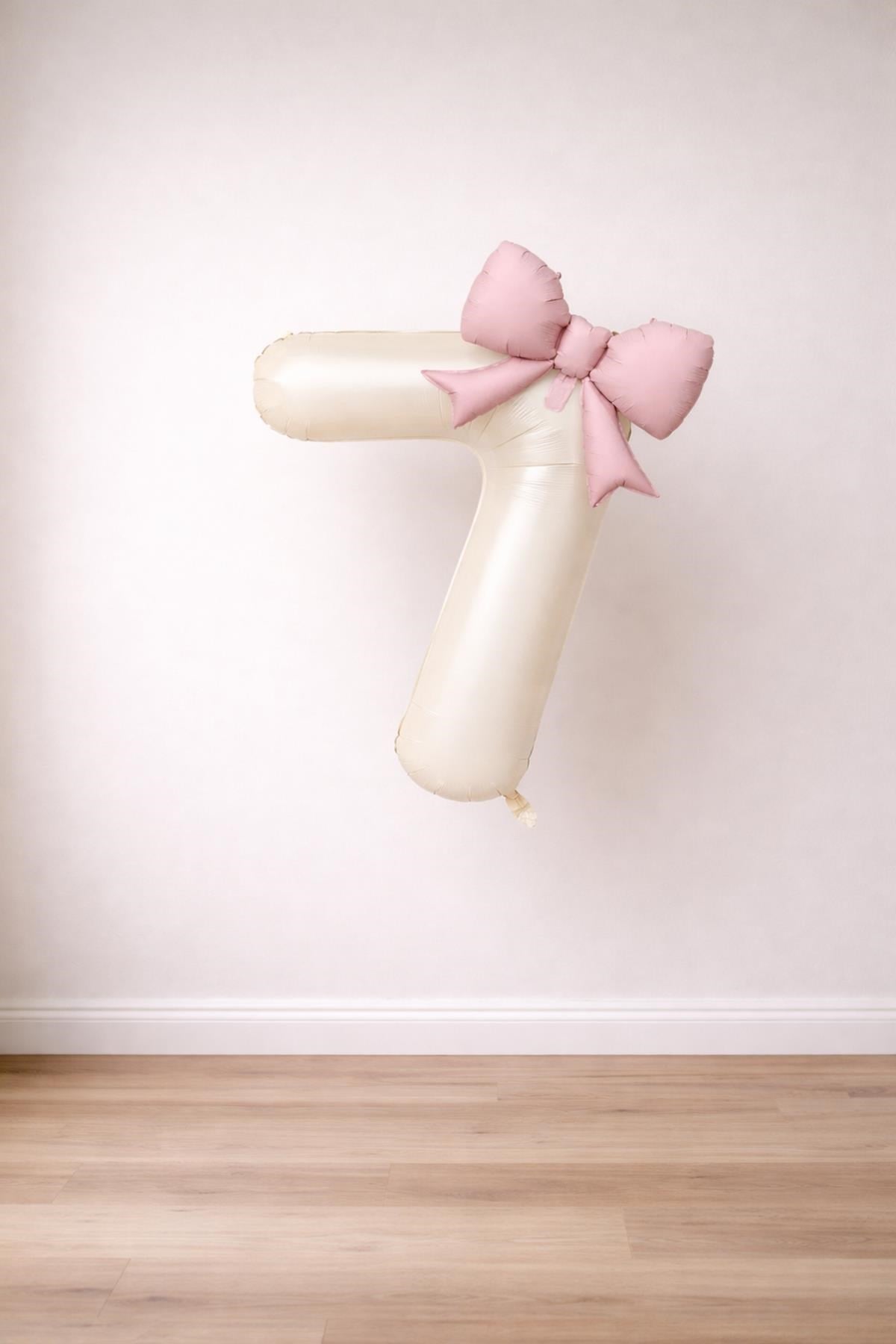 Pembe Fiyonk & Krem 7 Rakam Folyo Balon Seti
