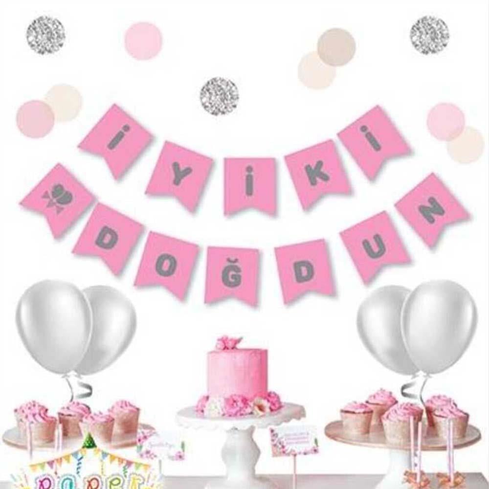 Pembe Zemin İyi Ki Doğdun Gümüş Banner