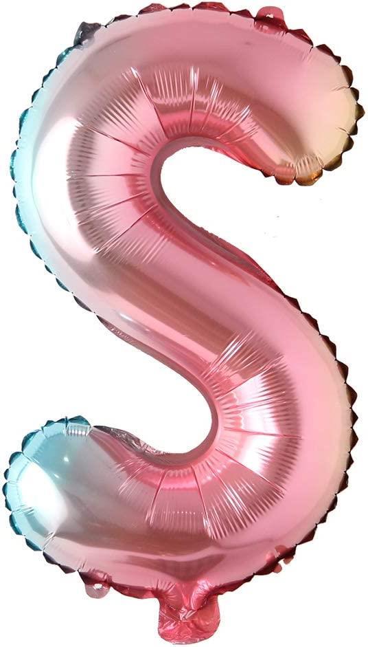 S Harf Gökkuşağı Folyo Balon16 İnç 36 cm