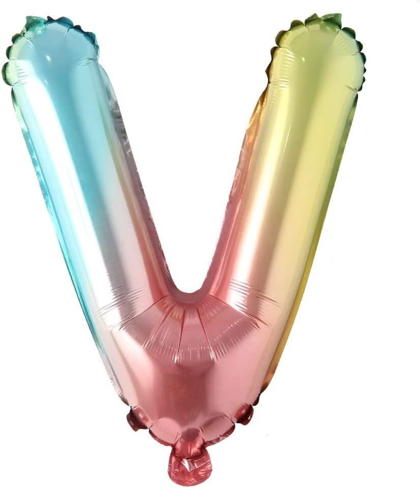 V Harf Gökkuşağı Folyo Balon16 İnç 36 cm