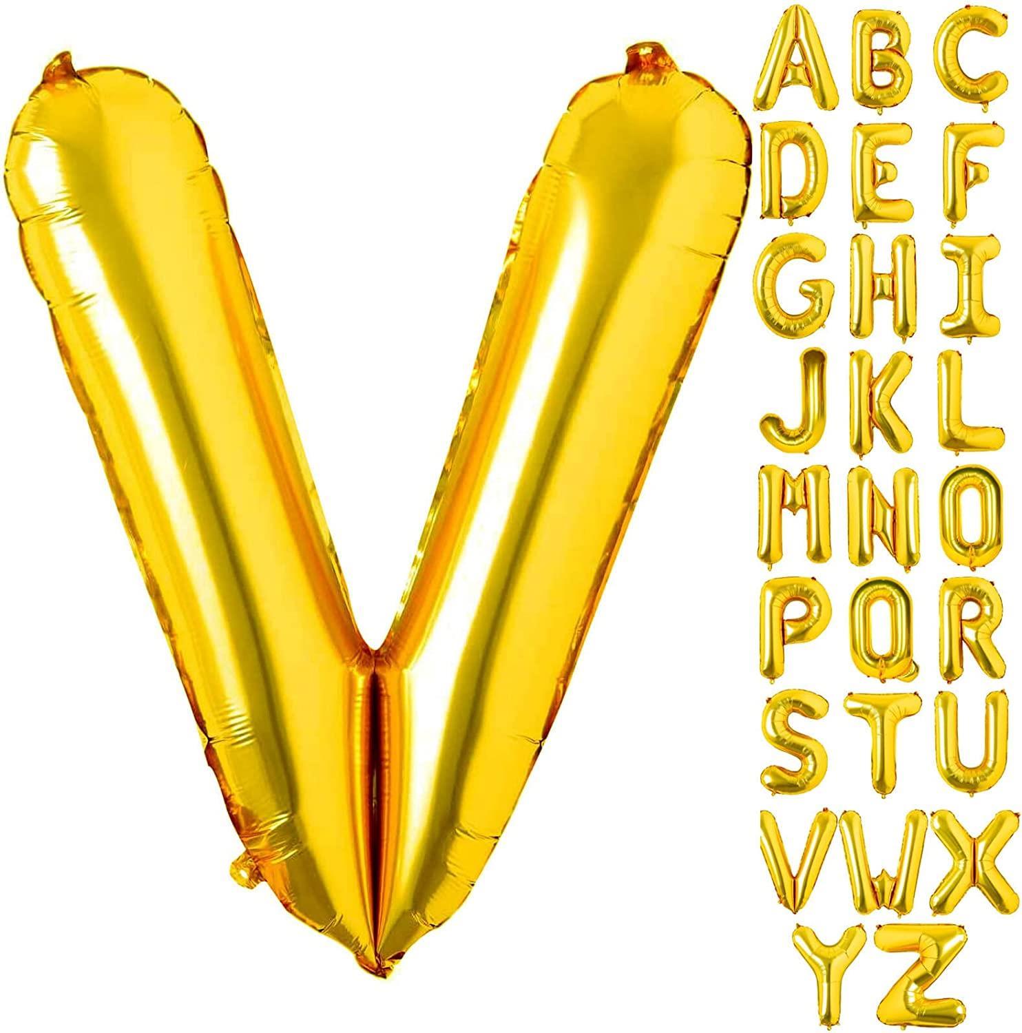 V Harf Gold Folyo Balon16 İnç 36 cm