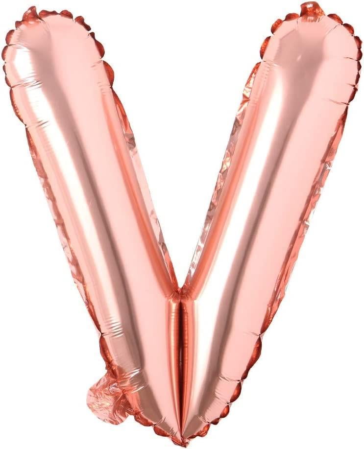 V Harf Rose Gold Folyo Balon16 İnç 36 cm