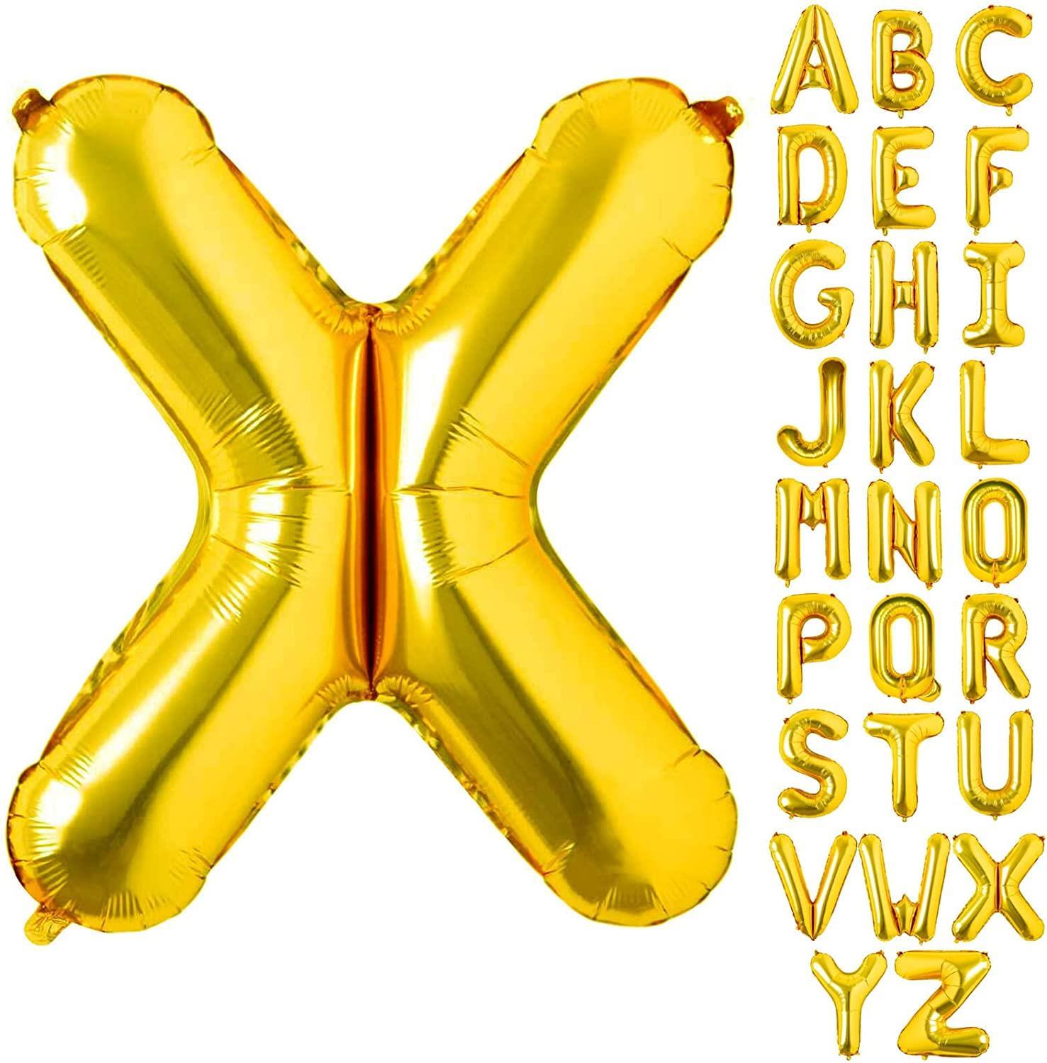 X Harf Gold Folyo Balon16 İnç 36 cm