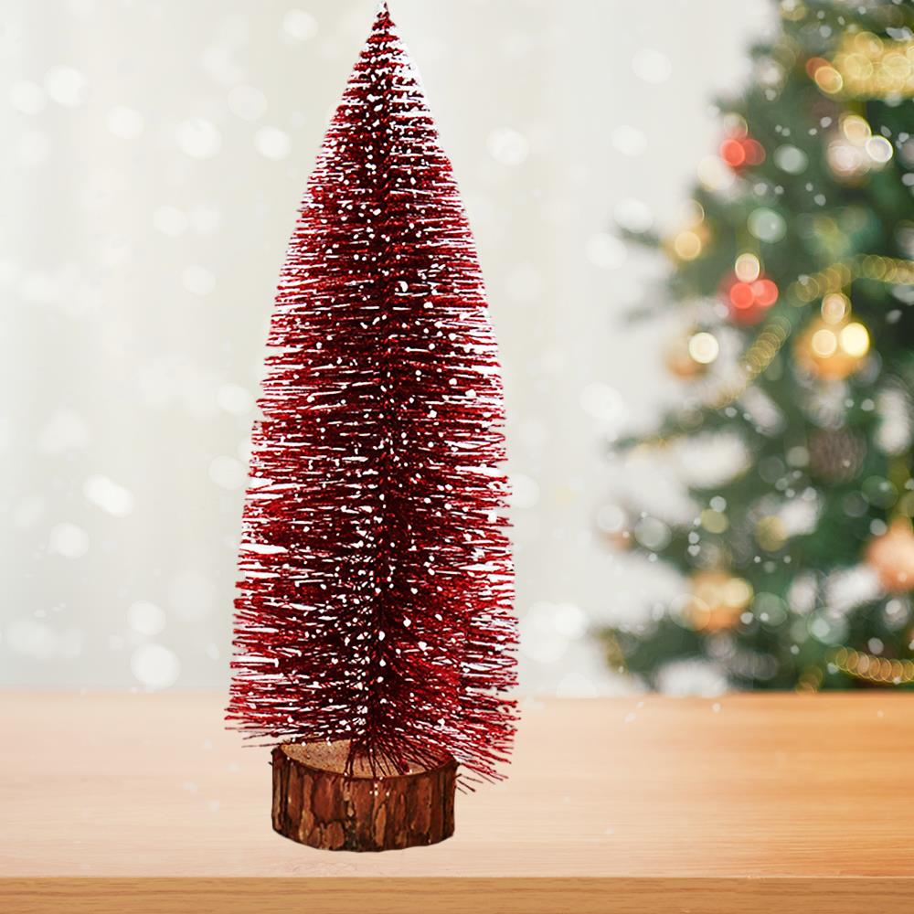 Yılbaşı Süsü Dekoru Simli Kırmızı 30 Cm Çam Ağacı
