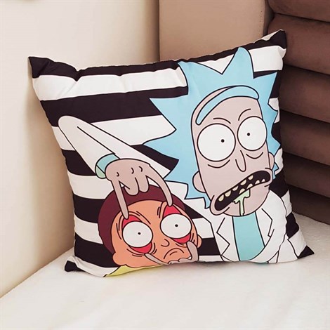 Rick And Morty Tasarım Yastık, Özel Dekoratif Aksesuar Hediye Yastık