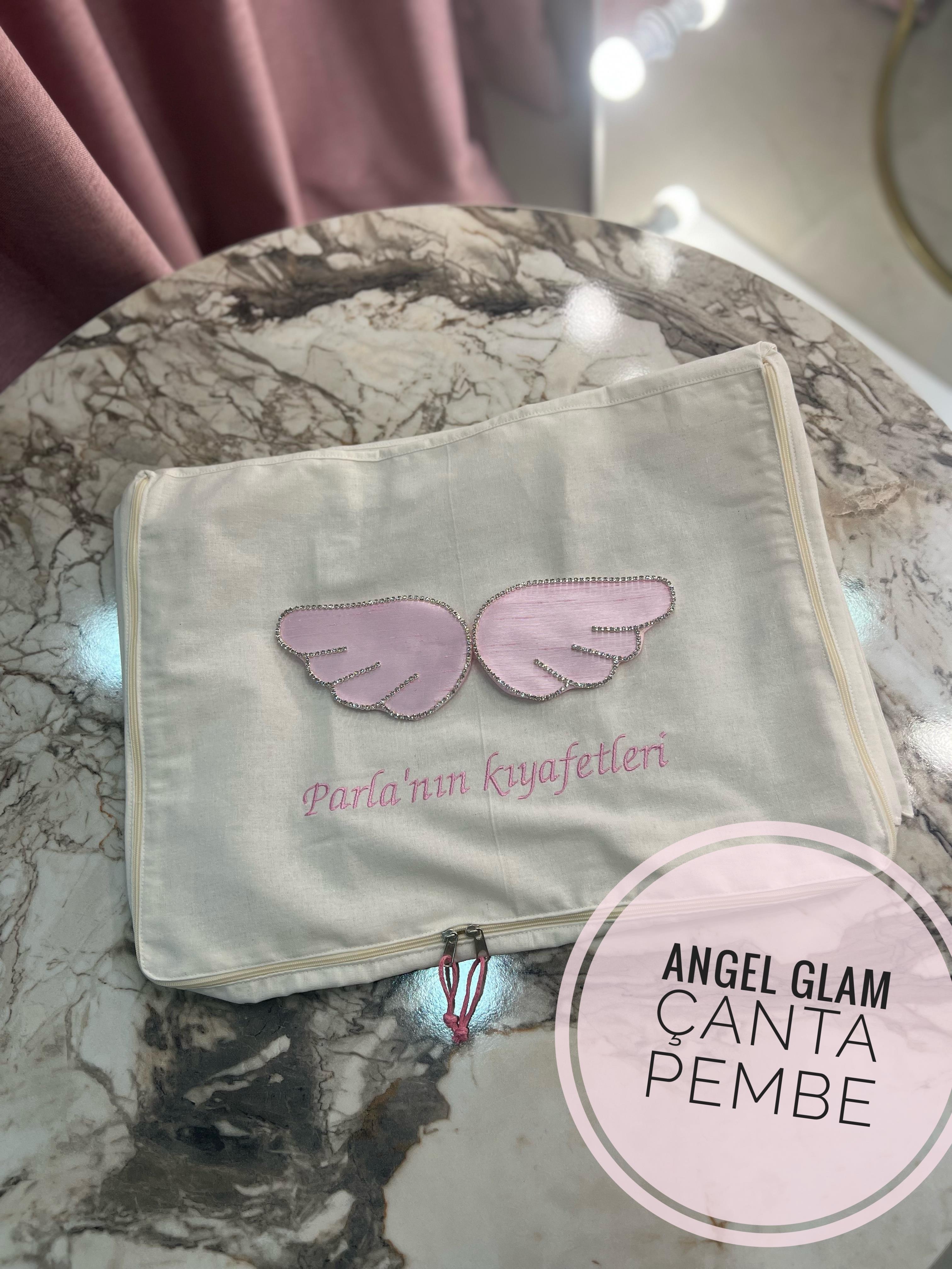 Angel Glam Taşlı Melek Kanatlı Nakışlı Bebek Çanta Hurç