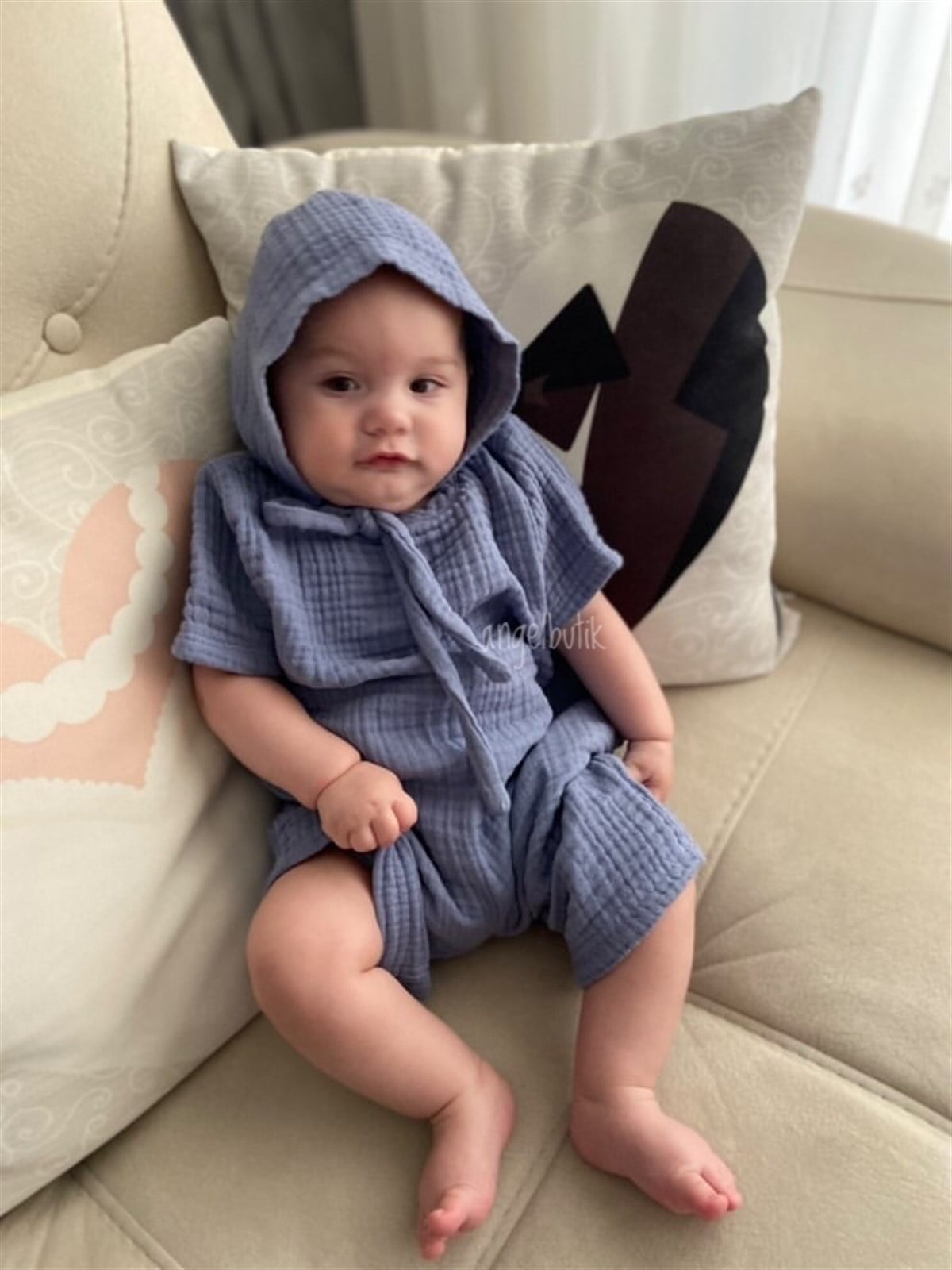 Beyaz Müslin Bebek Tulum ve Şapka