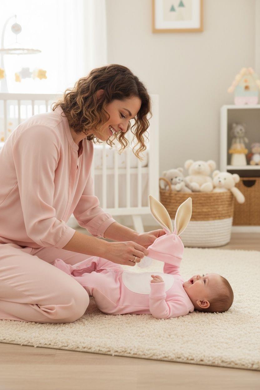 Blush Pembe Tavşan Bebek Tulum