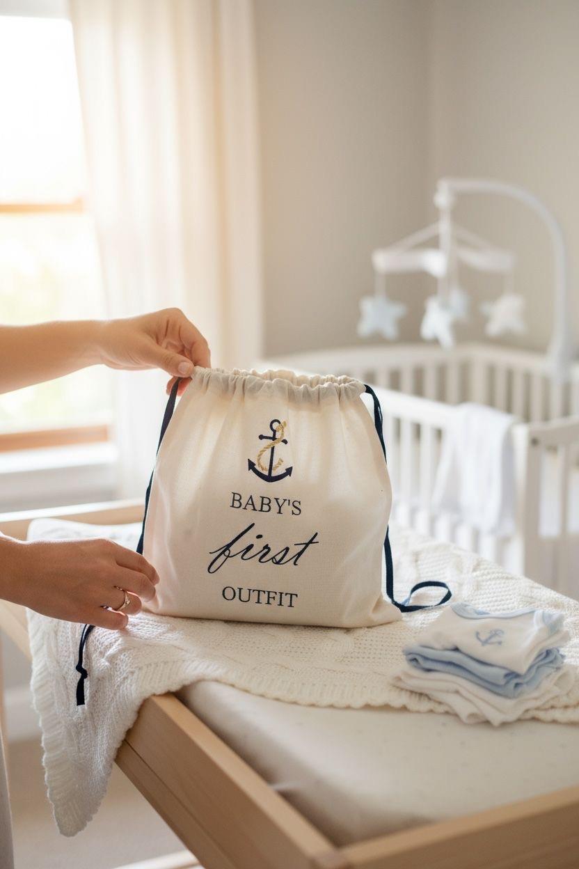 Çapa Nakışlı My First Outfit Bebek Çanta Hurç