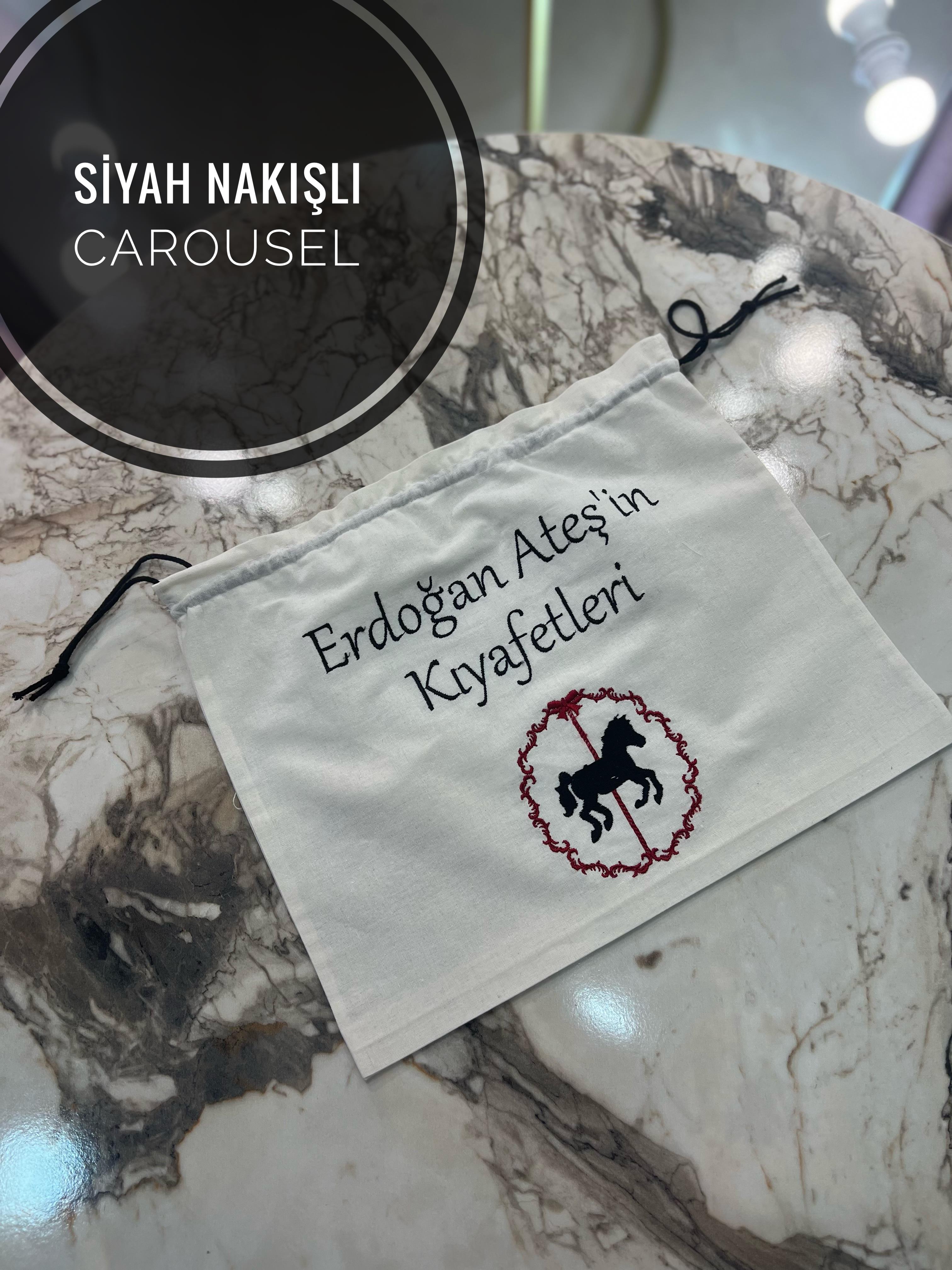 Carousel Atlıkarınca Nakışlı Bebek Çanta Hurç