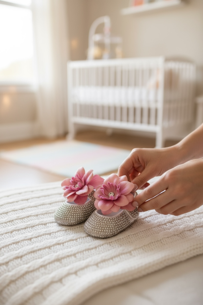 Çiçek Detaylı Taş Patik