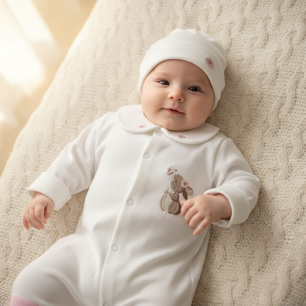 Honey Tavşan ve Kelebek Nakışlı Tulum Seti