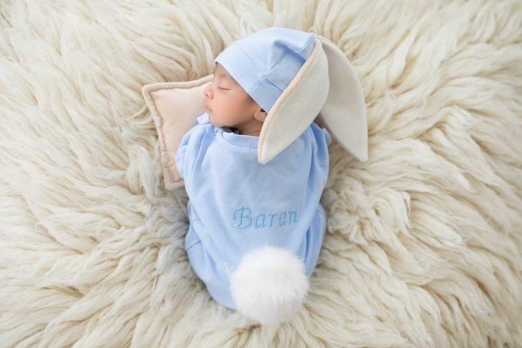 Aqua Mavi Tavşan Bebek Tulum