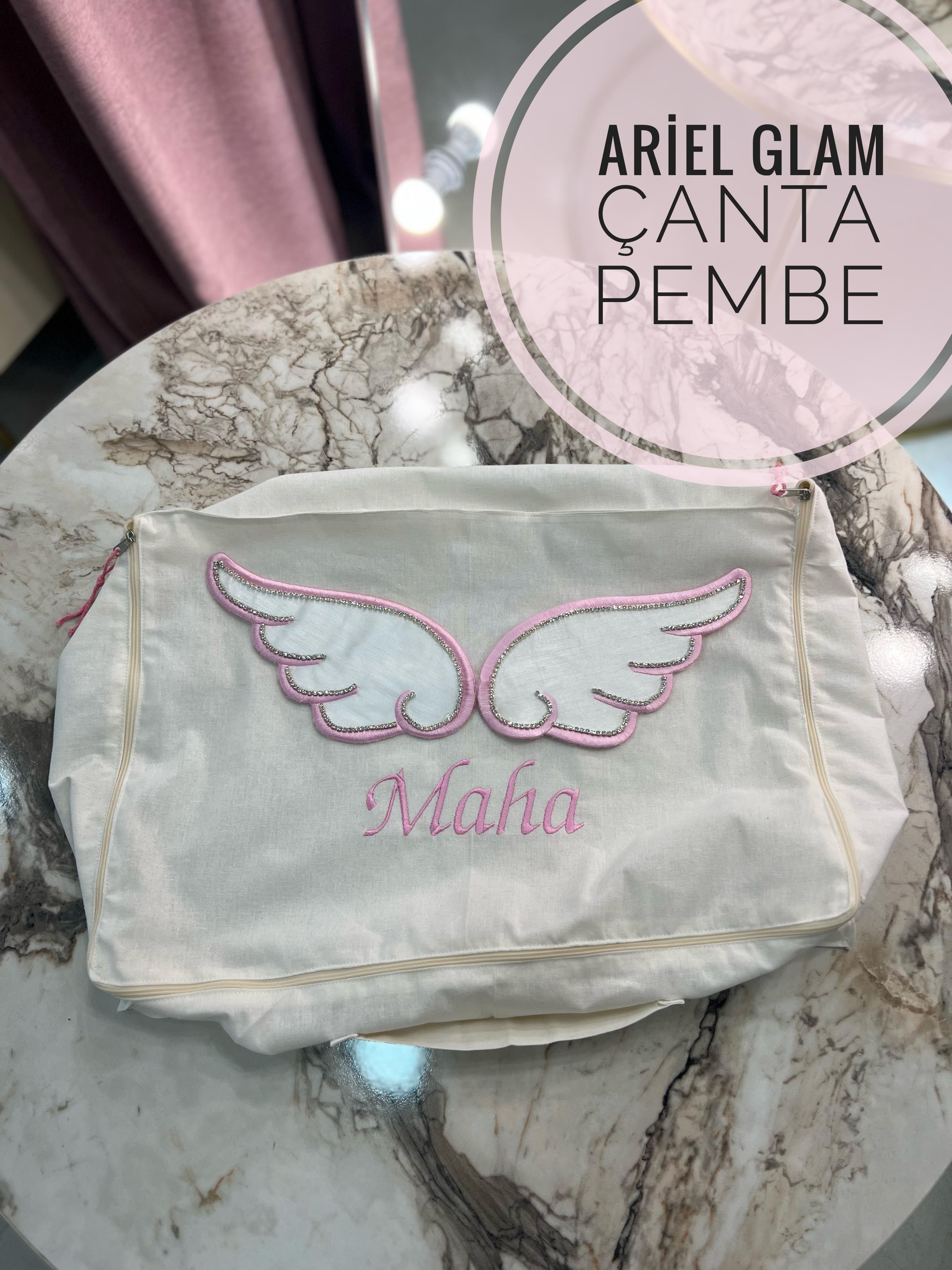 Ariel Glam Taşlı Melek Kanatlı Nakışlı Bebek Çanta Hurç