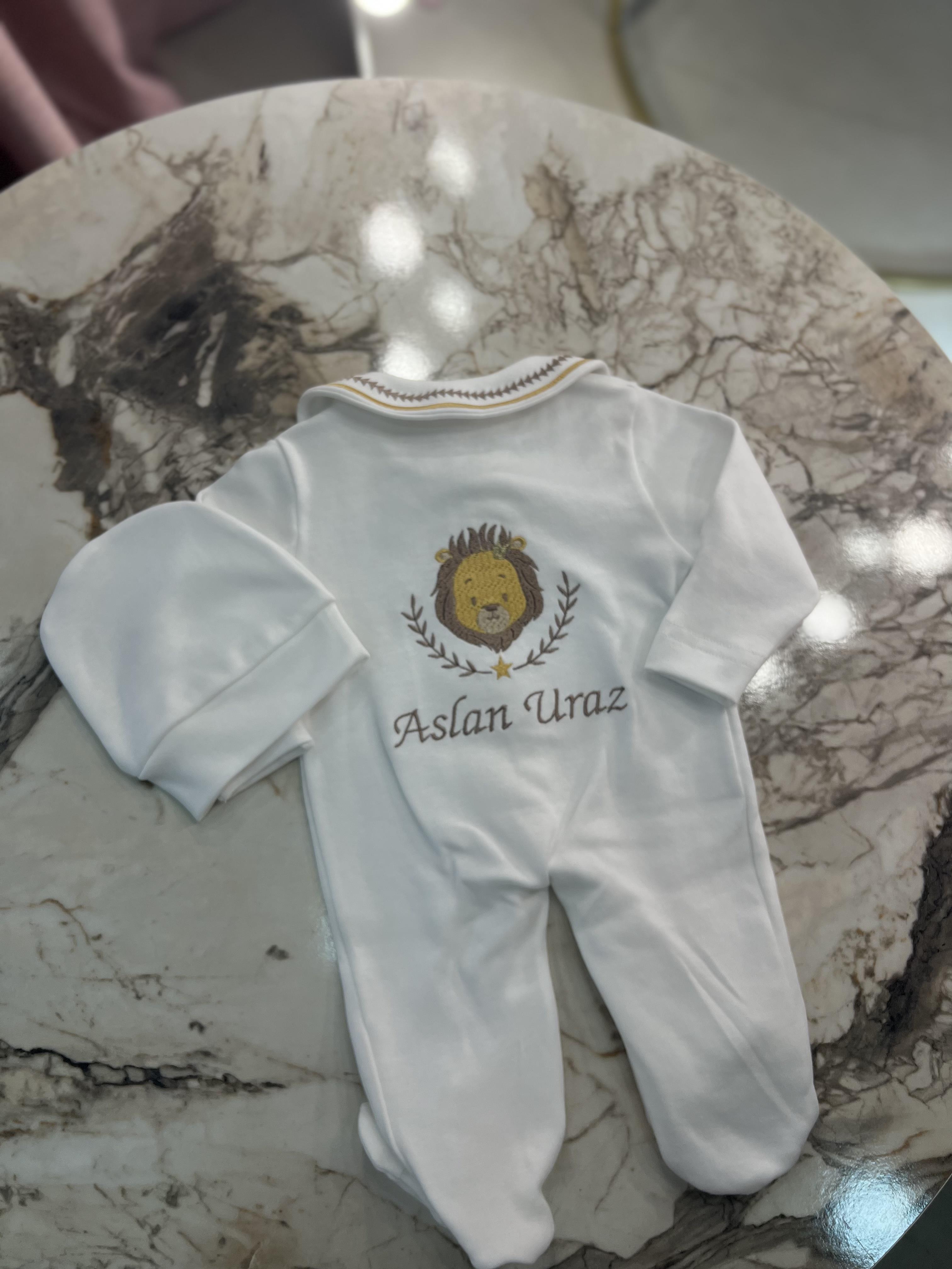 Lion Baby Coming Home Outfit Set Footie Bodysuit with Mitten Cuff