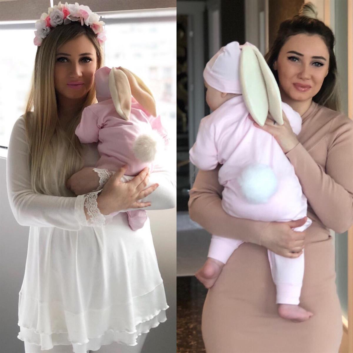 Blush Pembe Tavşan Bebek Tulum