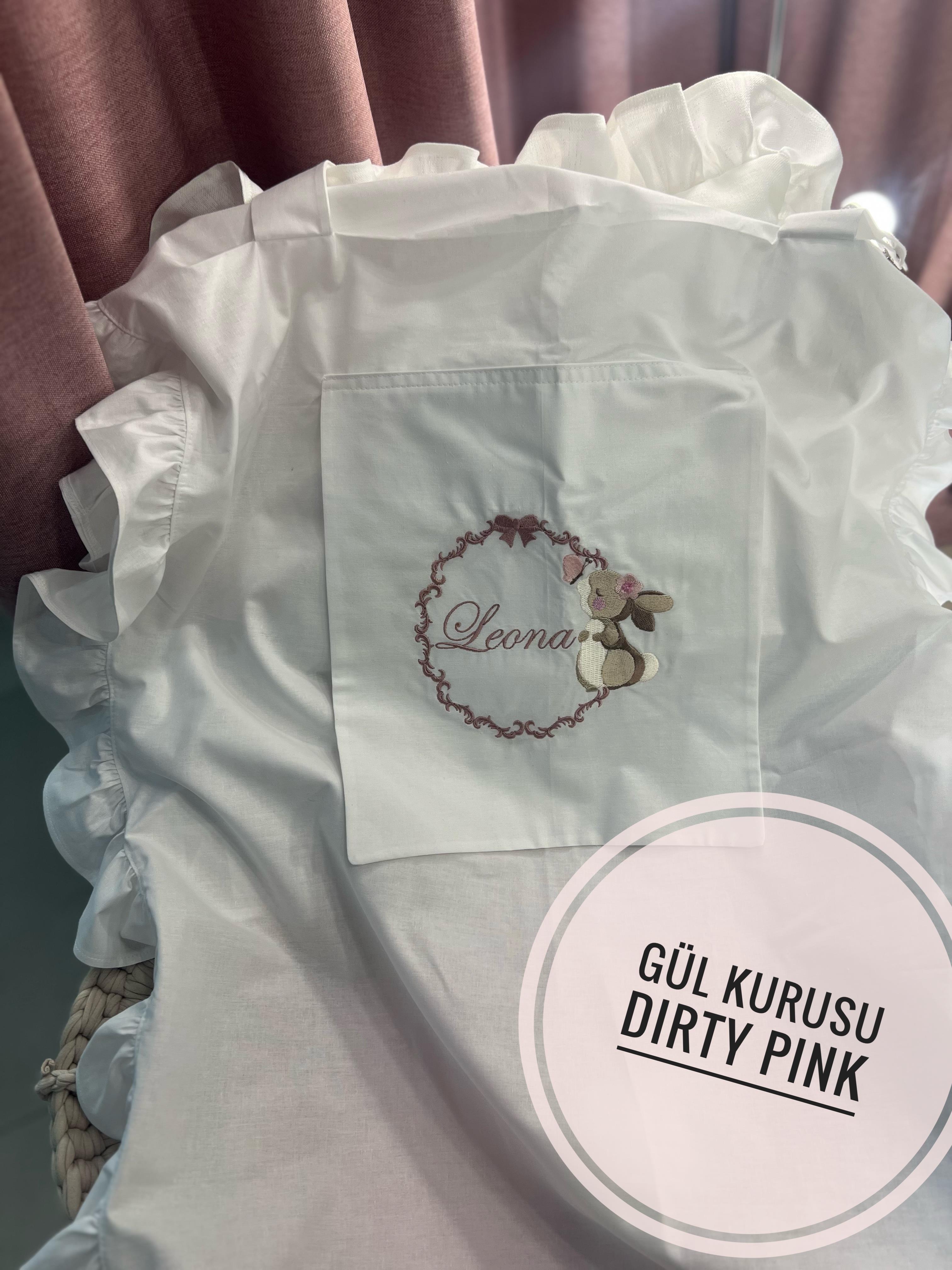 Honey Mia Tavşan Nakışlı İsimli Bebek Puset Örtüsü