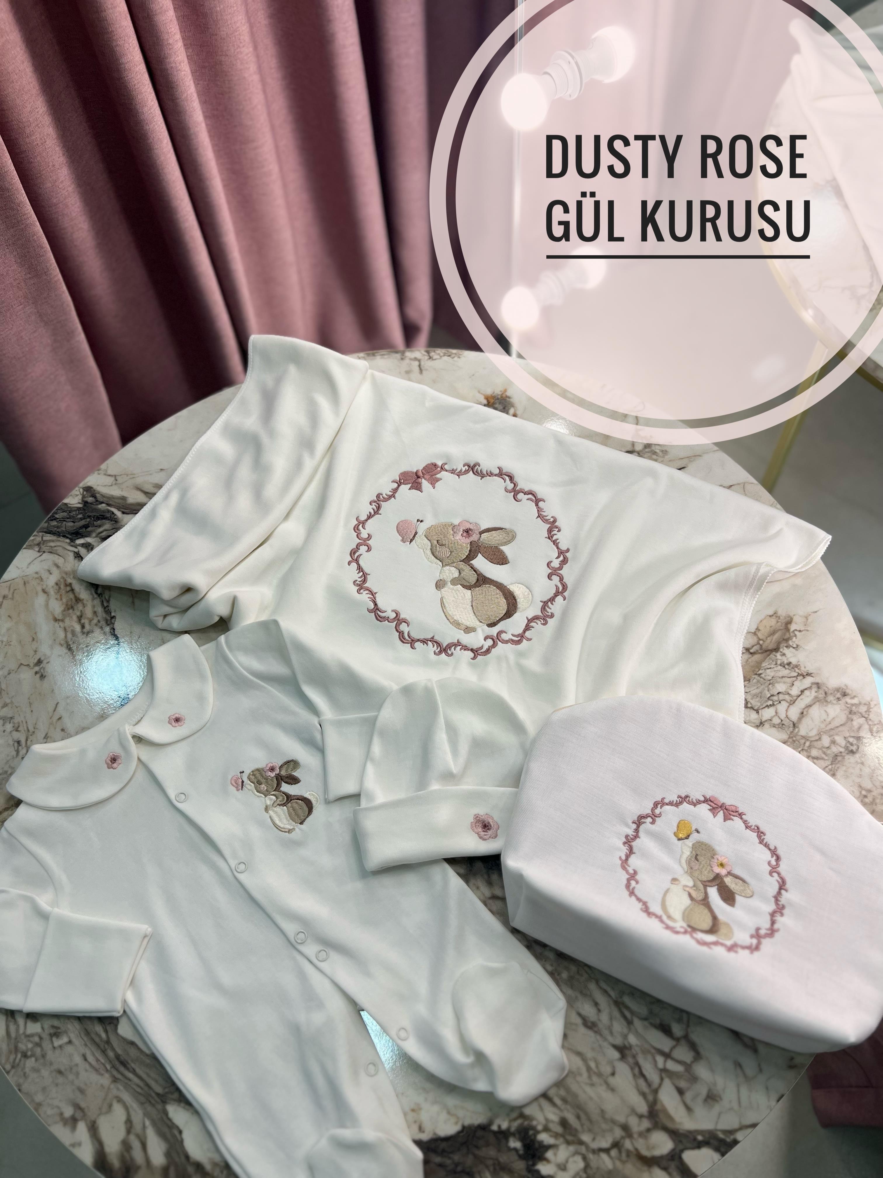 Honey Tavşan Nakışlı 4lü Hastane Çıkışı Seti