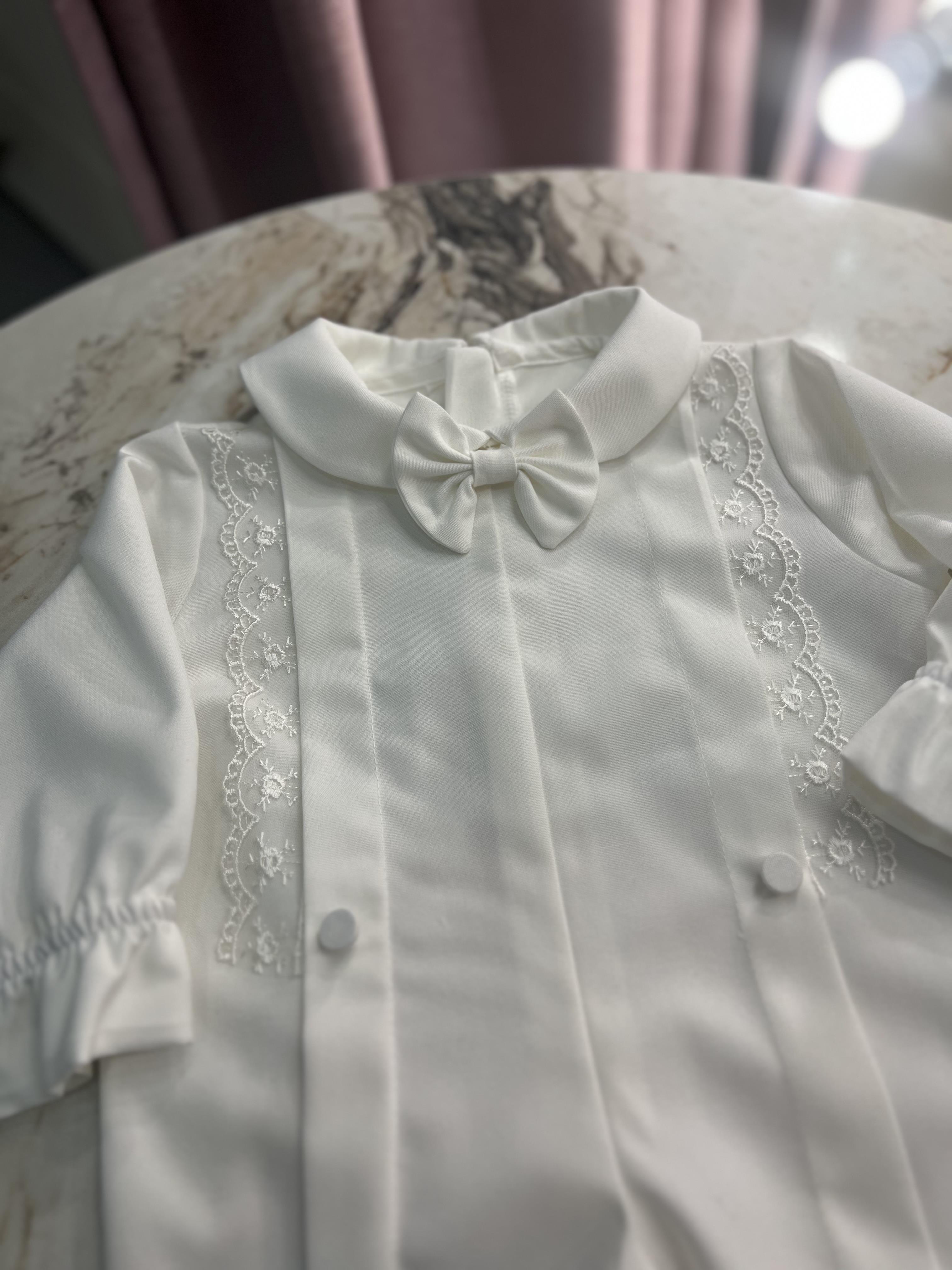 Lucas Pamuklu Erkek Bebek Mevlüt Vaftiz Tulum ve Şapka Seti