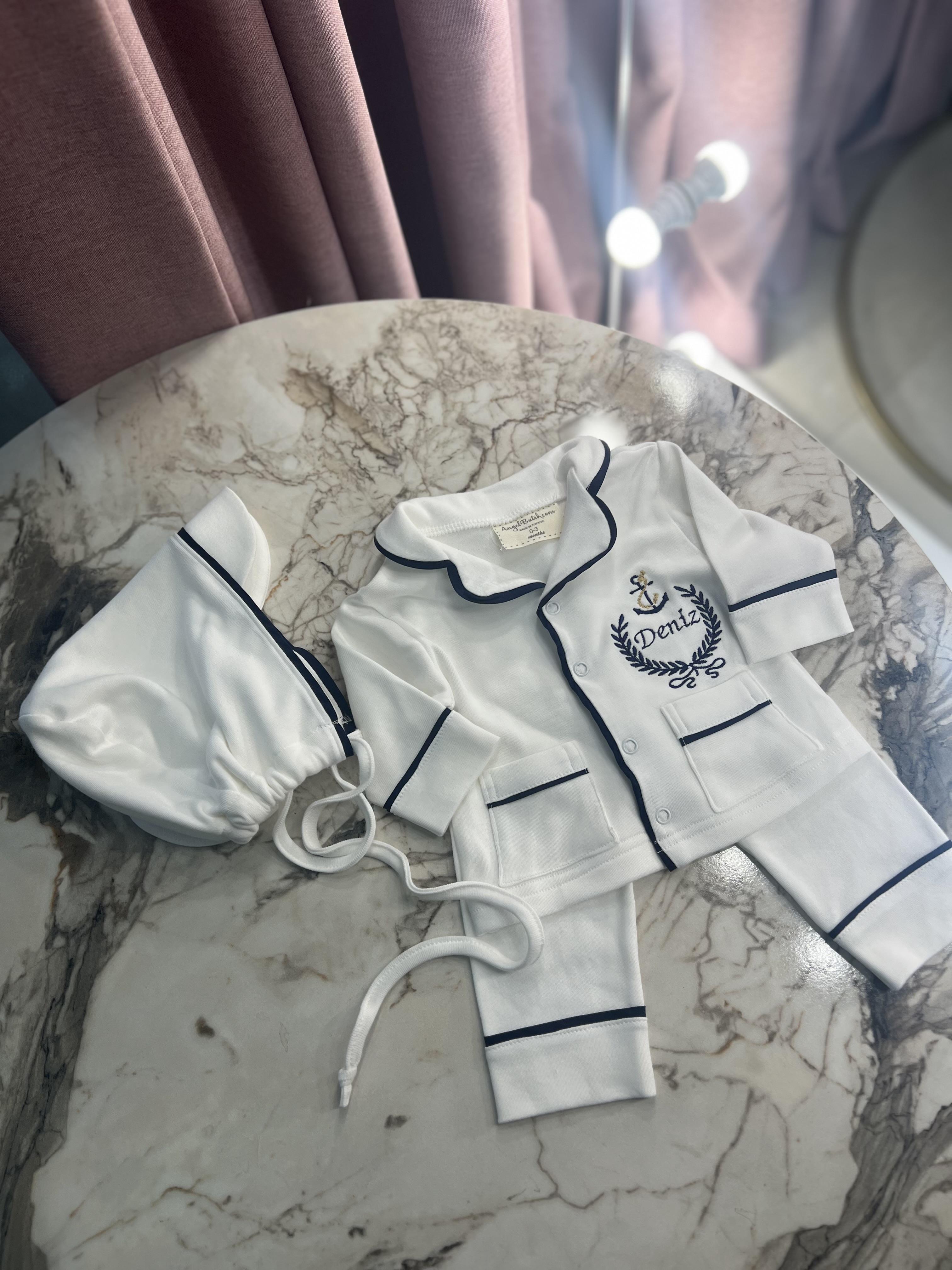 Pierre Lacivert Biye Detaylı Bebek Pijama Seti