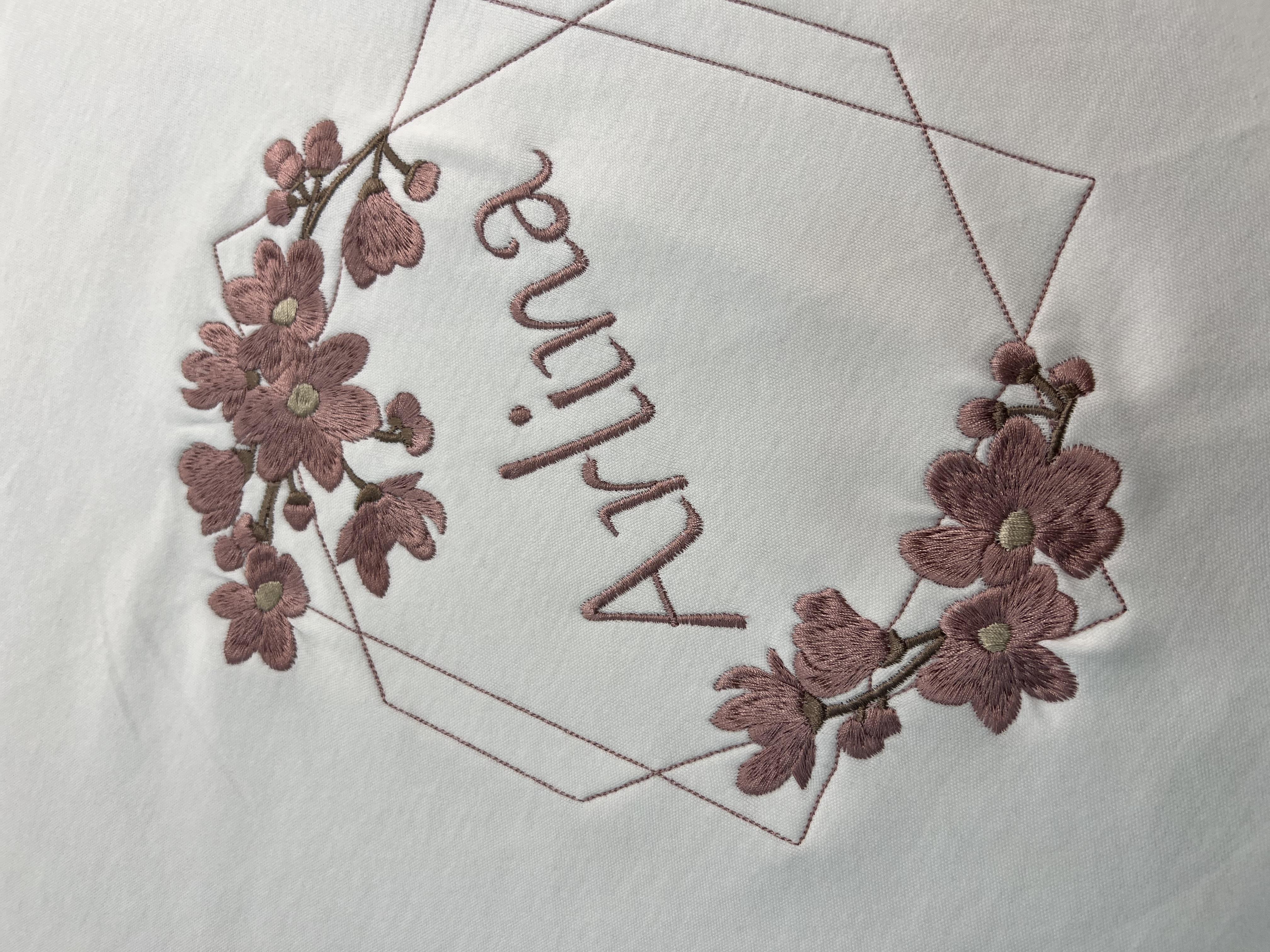 Sakura Kiraz Çiçeği Nakışlı Hastane Çıkış Seti
