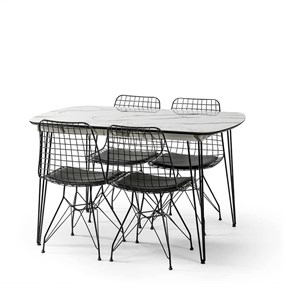 130x80 cm Mermer Görünümlü Masa TakımıMutfak Masaları