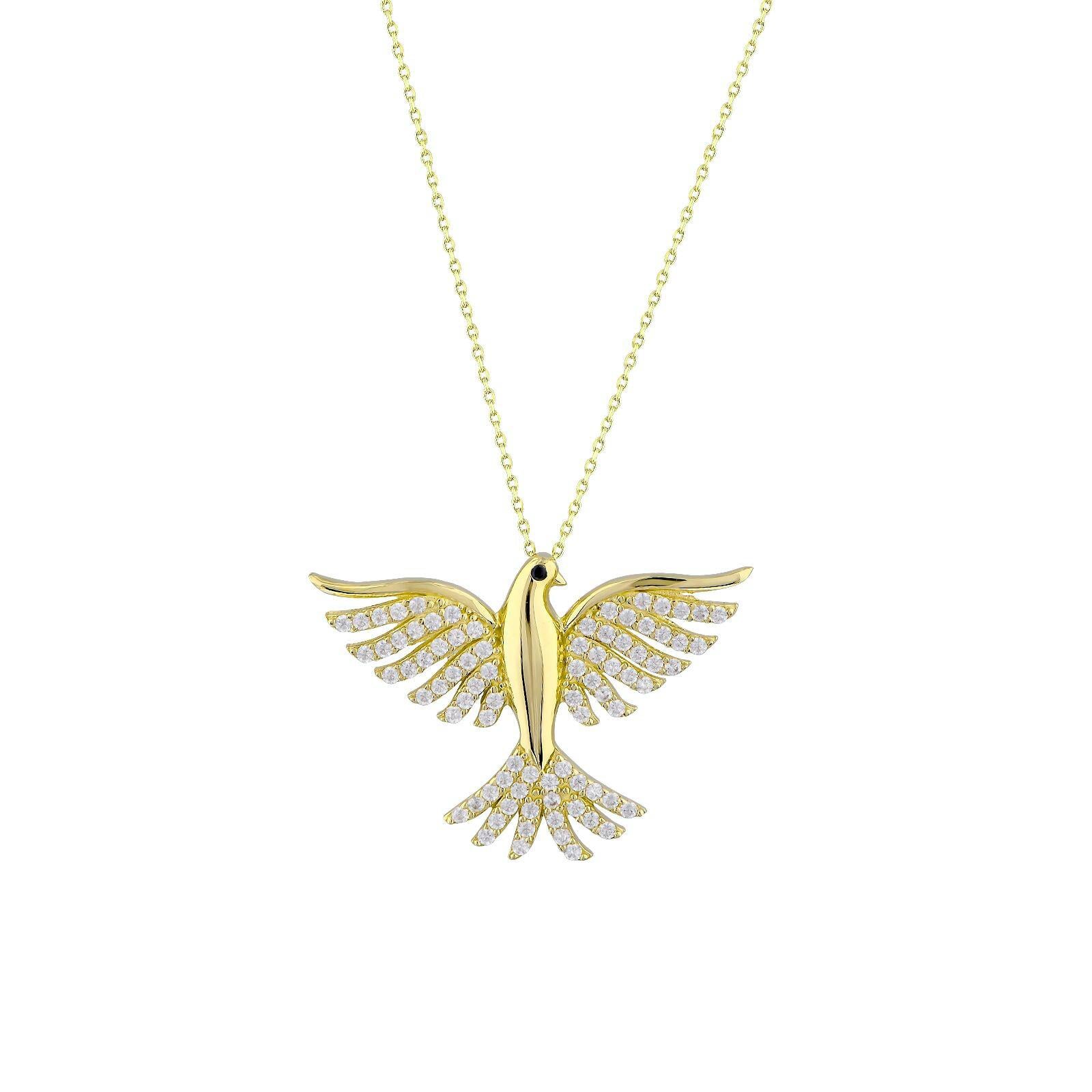 14 Ayar Altın Kuş Kolye