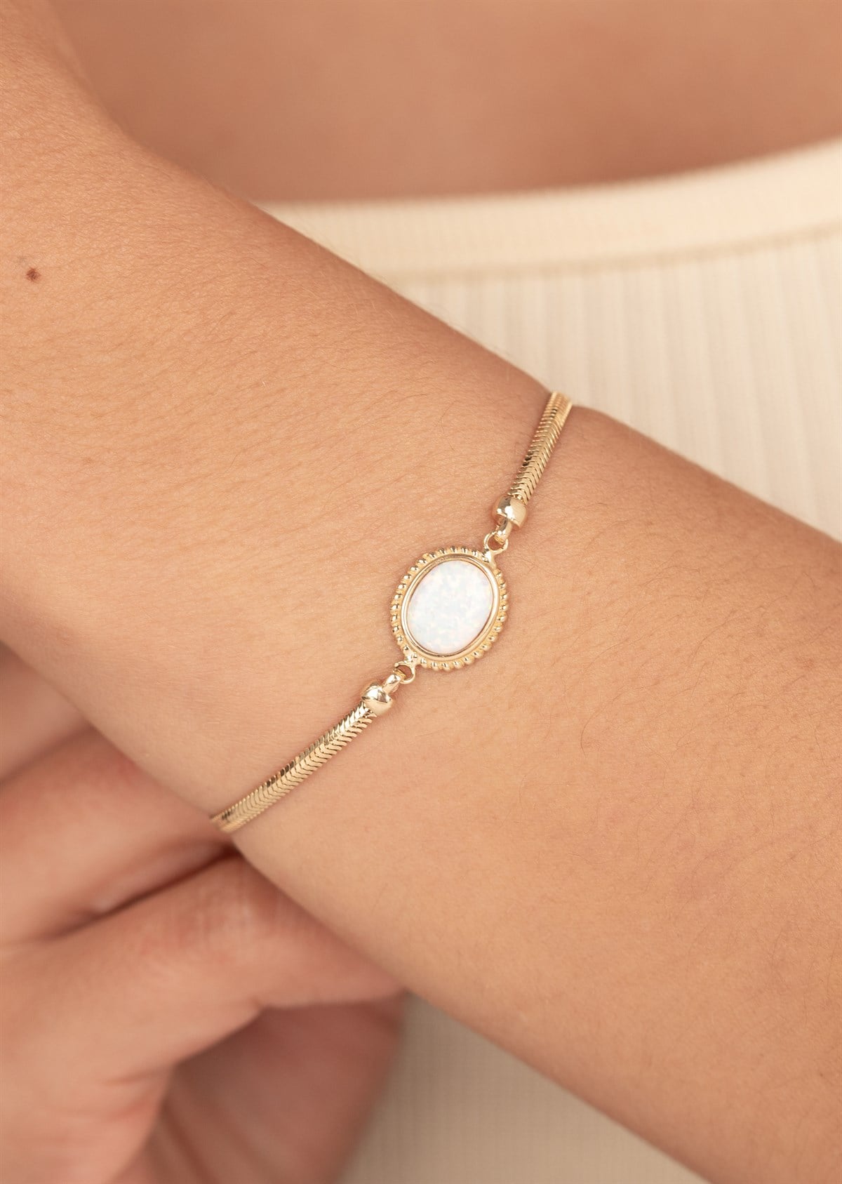Altın Opal Taşlı İtalyan Bileklik