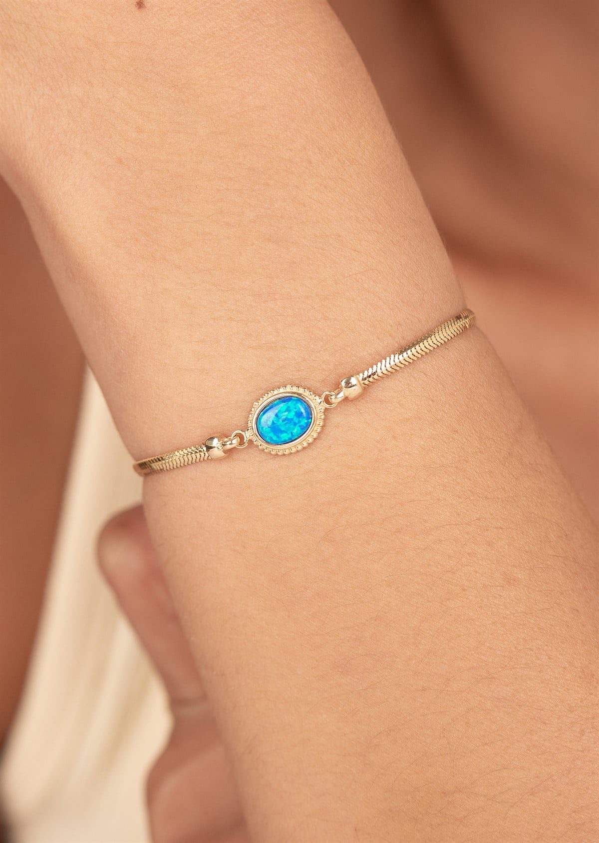 Altın Opal Taşlı İtalyan Bileklik