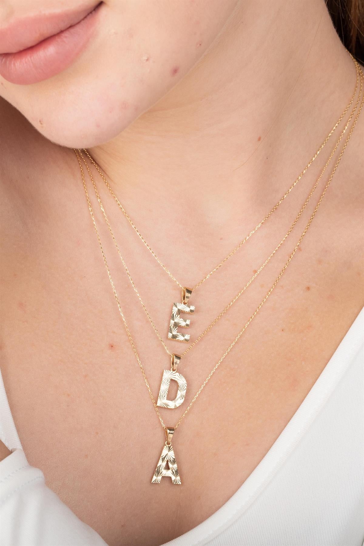 14 Ayar Altın Harf Kolye (Bütün Harfler Mevcuttur)