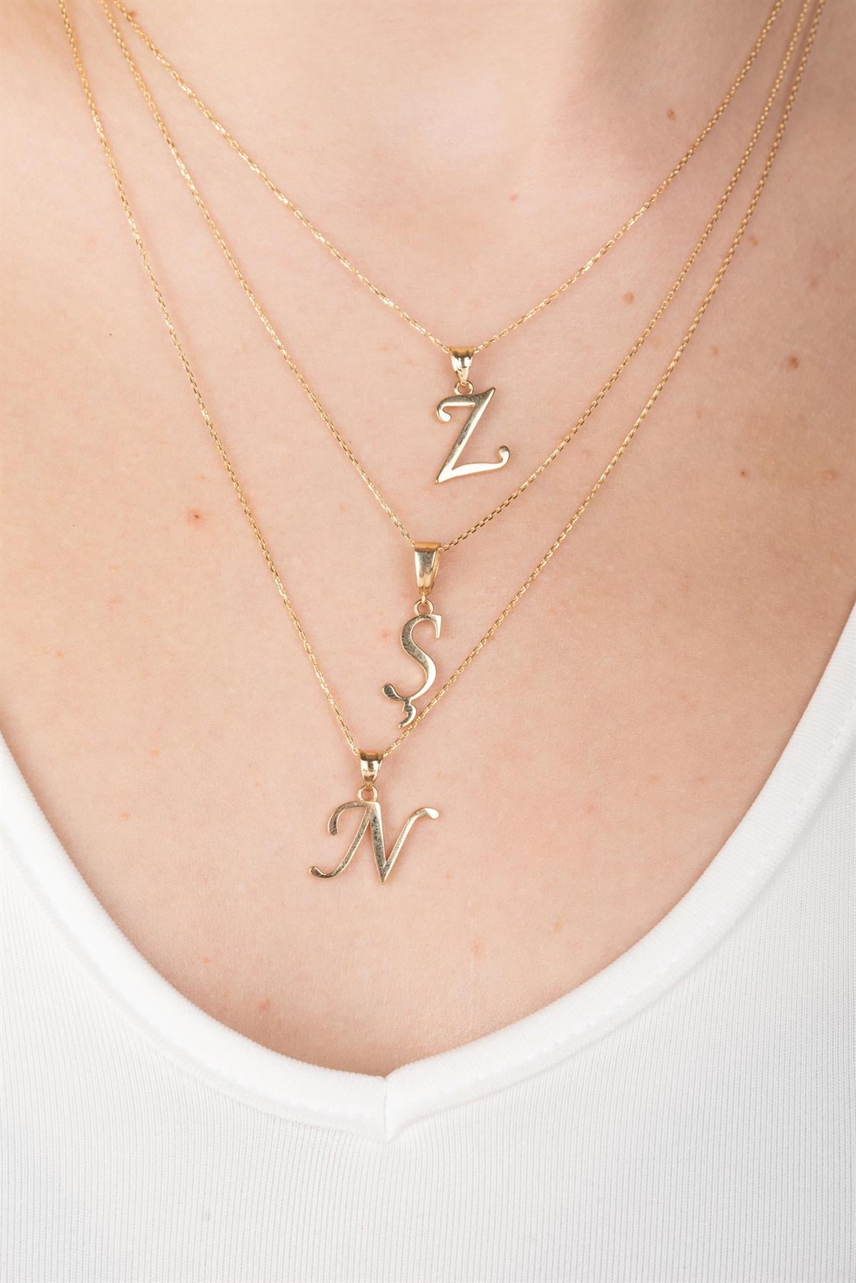 14 Ayar Altın Harf Kolye (Bütün Harfler Mevcuttur)