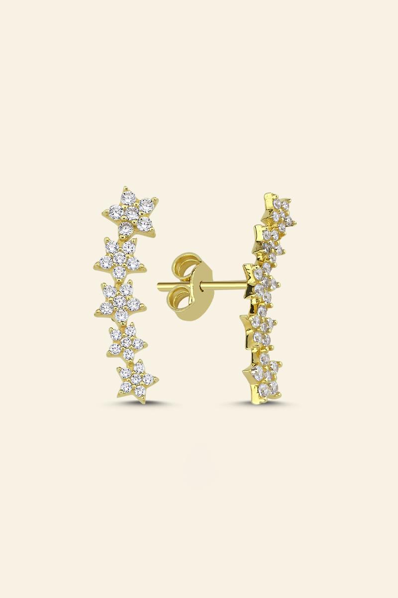 14 Ayar Altın Vidalı Trend Küpe