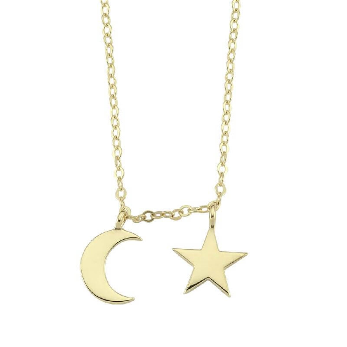 14 Ayar Ay  Yıldız Kolye
