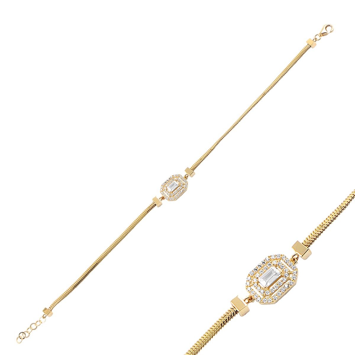 Altın Baget Taşlı Bileklik