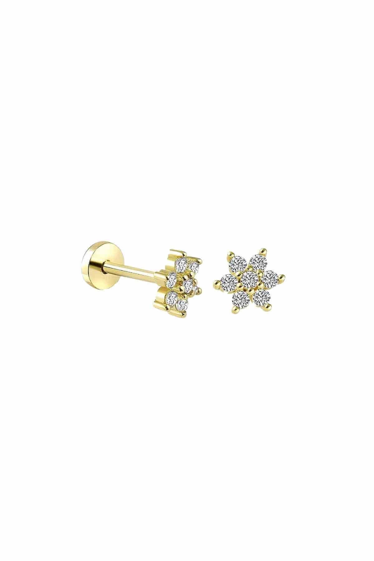 Altın Çiçek Model Tragus Küpe