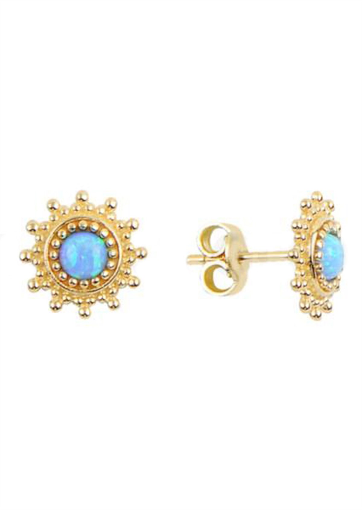 Altın Opal Taşlı Vidalı Küpe