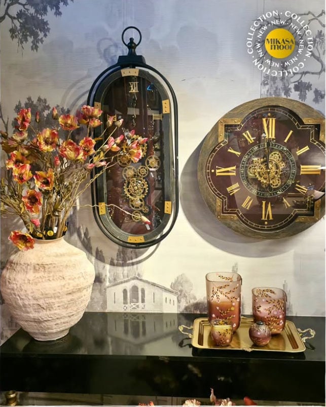 Mikasa Moor Dekoratif Duvar Saatleri Vazo ve Mumluk Kombinasyonu Lüks Ev Aksesuarları