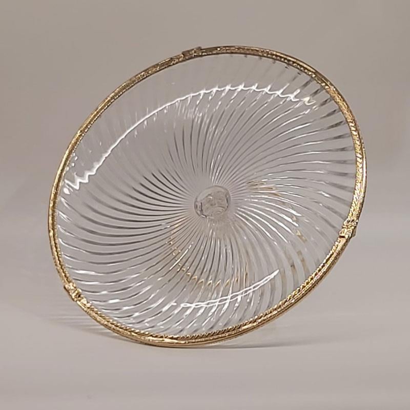 Emayra Cam Ayaklı Altın Detaylı Pasta Sunum Tabağı - 32 cm
