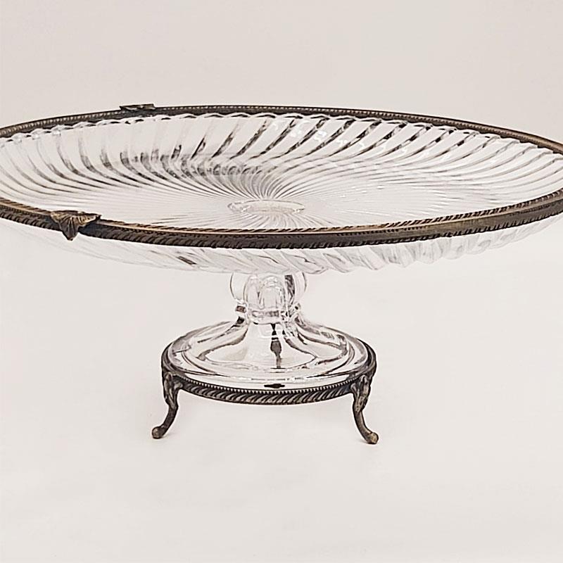 Emayra Cam Ayaklı Antik Detaylı Pasta Tabağı - 32 cm