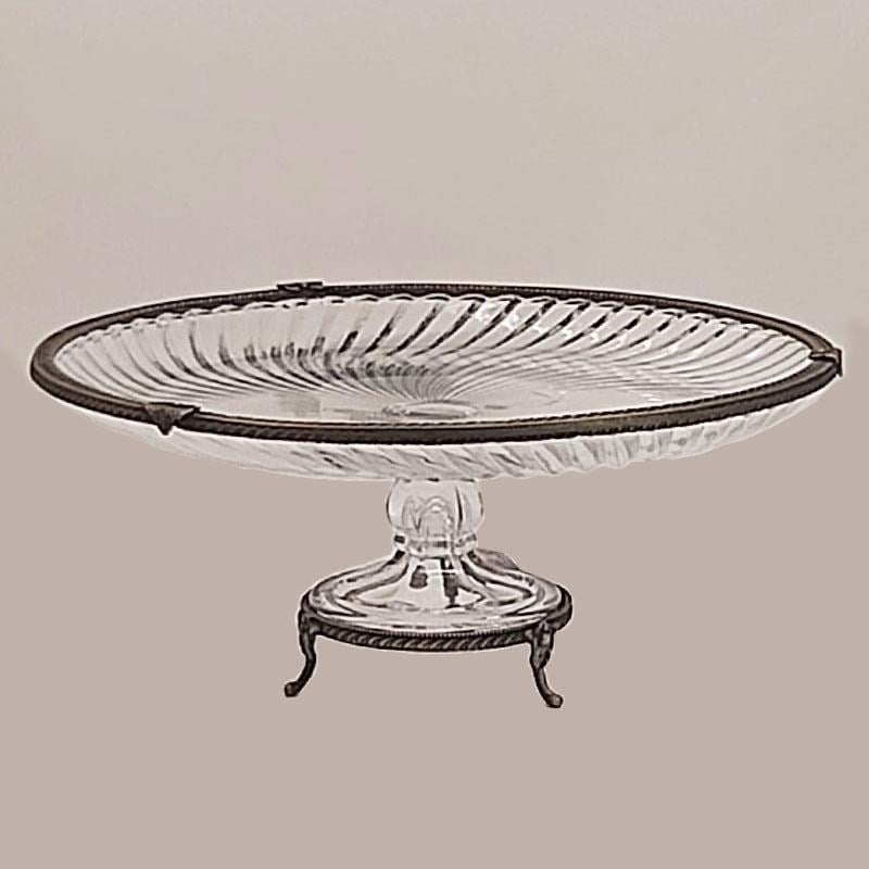 Emayra Cam Ayaklı Antik Detaylı Pasta Tabağı - 32 cm