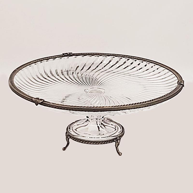 Emayra Cam Ayaklı Antik Detaylı Pasta Tabağı - 32 cm