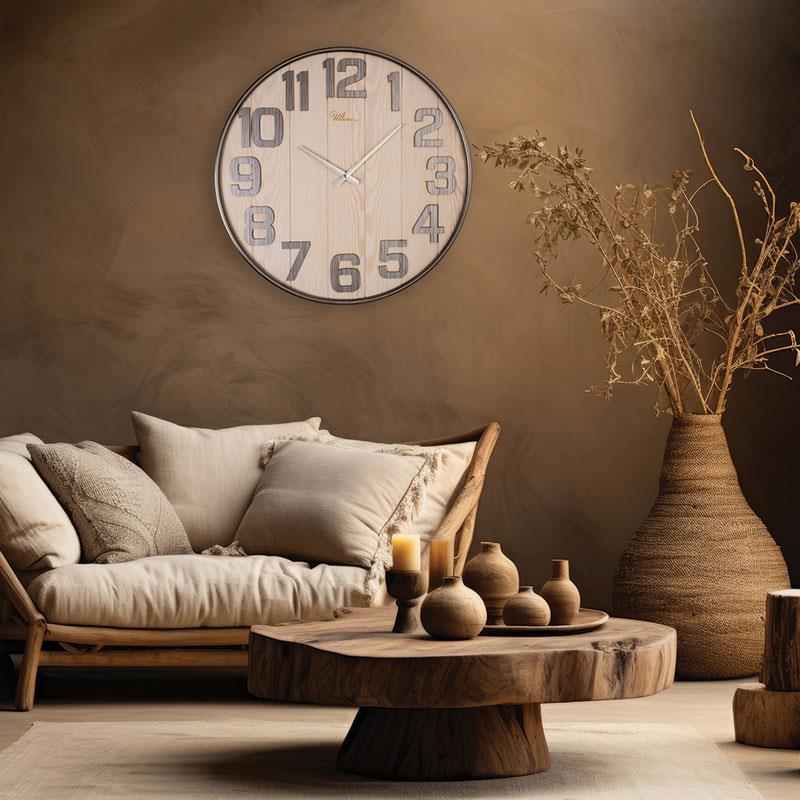 Regal 3646 ES Büyük Boy Metal - Ahşap Duvar Saati 62 cm