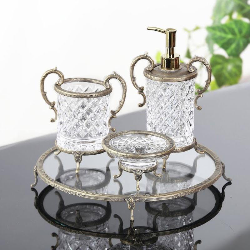 Emayra 4 Parça Kulplu Cam Banyo Seti Antik DH-494O - Çamlıca Home