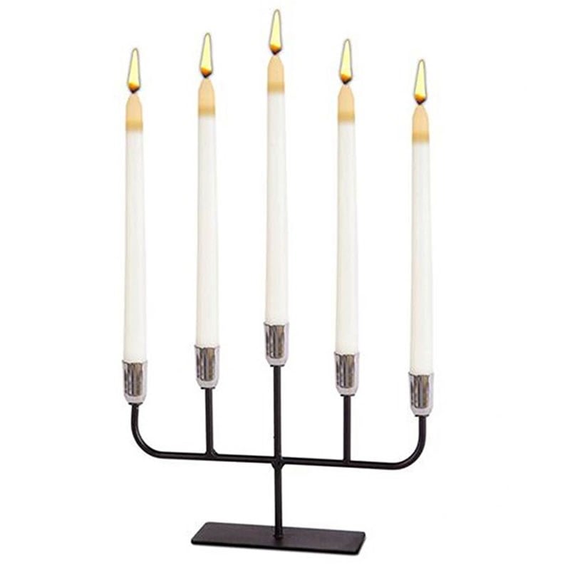 5'li Dikdörtgen Ayaklı Mumluk Siyah Gümüş - Hera