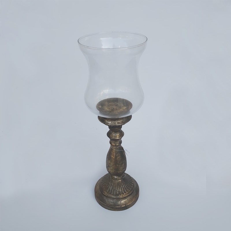 Antique 44 cm Camlı Şamdan Gold - Seta Bianca