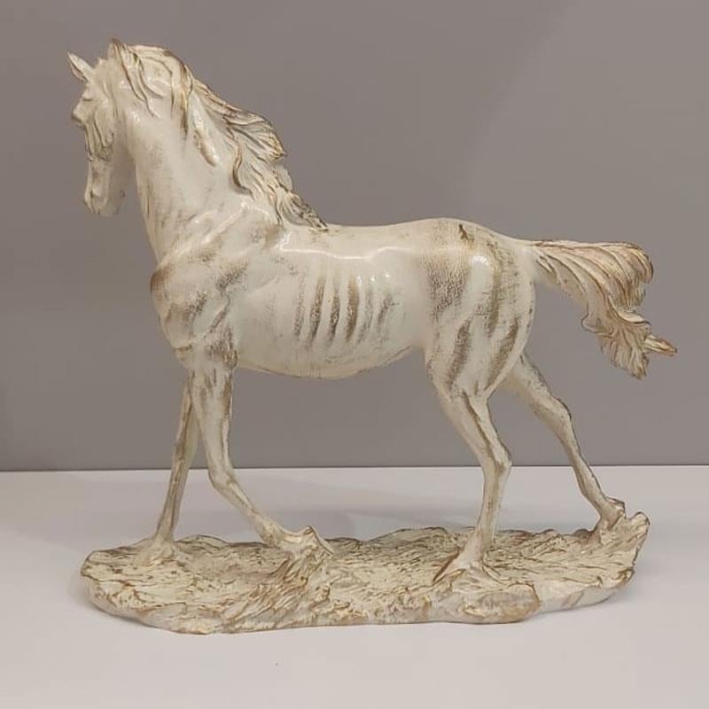 Emayra Yürüyen At Biblo Krem Altın 26 cm | Çamlıca Home