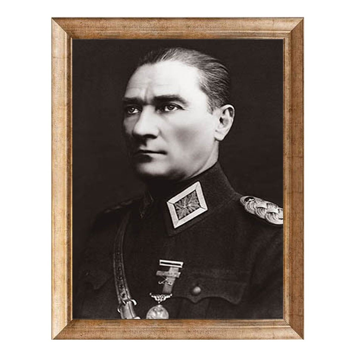 Atatürk Askeri Üniformalı Altın Çerçeveli Tablo