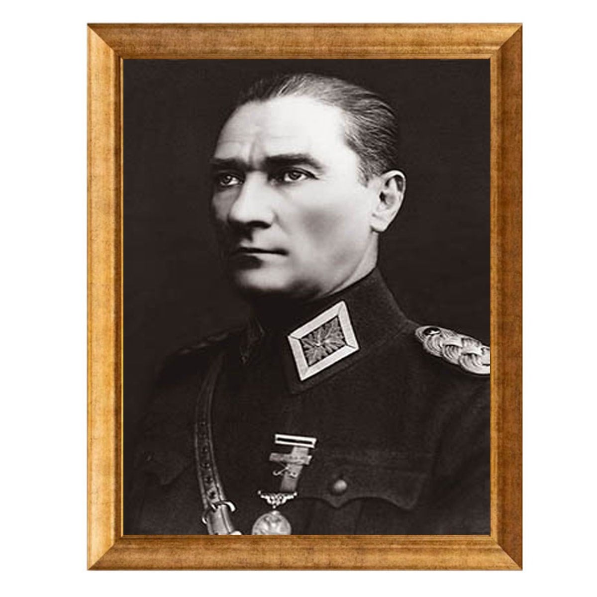 Atatürk Askeri Üniformalı Altın Çerçeveli Tablo