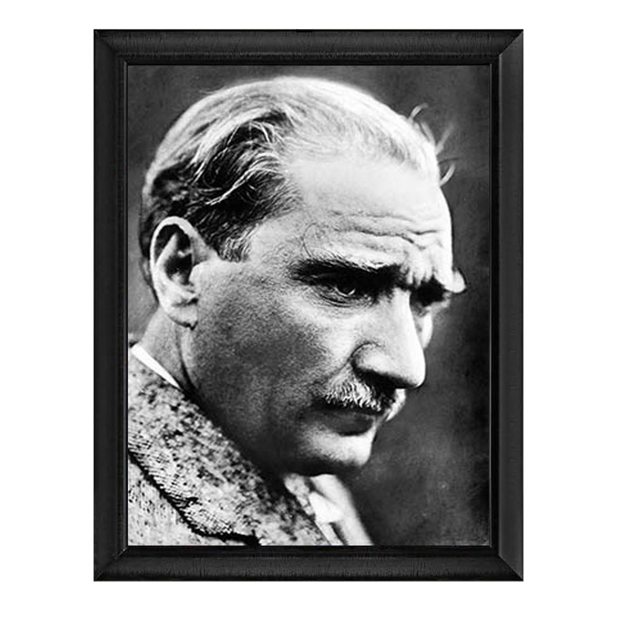 Atatürk Derin Bakışlı Profil Altın Çerçeveli Tablo
