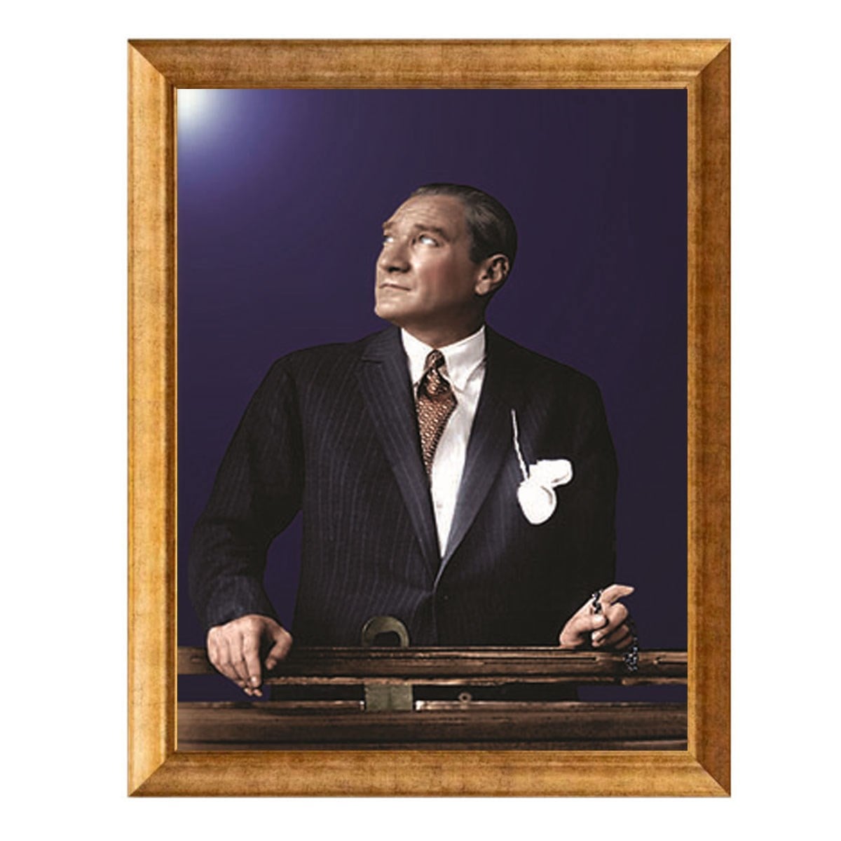 Atatürk Düşünceli Renkli Altın Çerçeveli Tablo